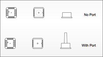 SCD51 Series Pressure Sensor Mechanical Outline Drawing with no port ( nipple ) for absolute pressure and port for gage pressure