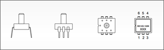 SLP33 Series Gage Pressure Sensor Mechanical Outline Drawing for DIP and SMT available for vacuum pressure